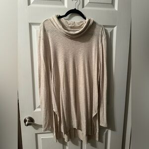 J. Jill Pima Cotton Cream Soft Cozy Fall Beach Cottage Cowl Neck Tunic Size XL